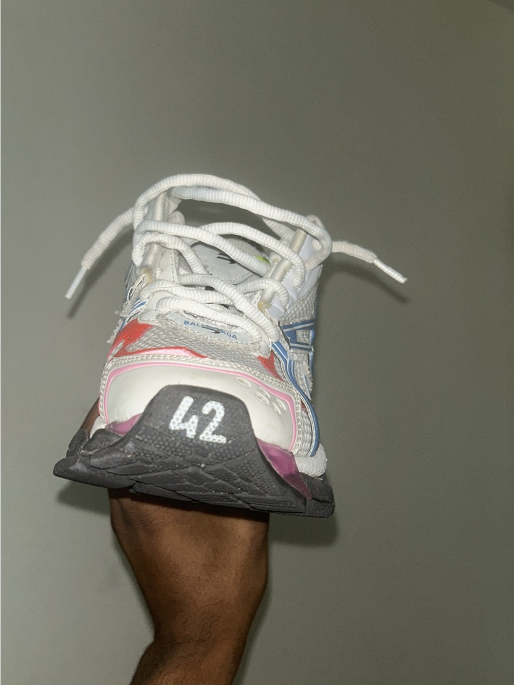 Balenciaga runner White Neon Yellow Pink Red Accent Trail Sneakers - Picture 3 of 4